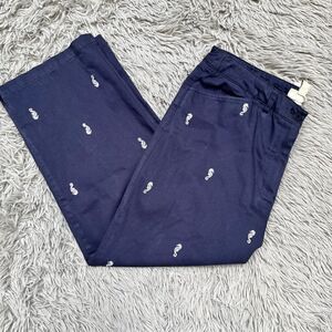 Appleseeds Navy Seahorse Capri Pants, Size 12